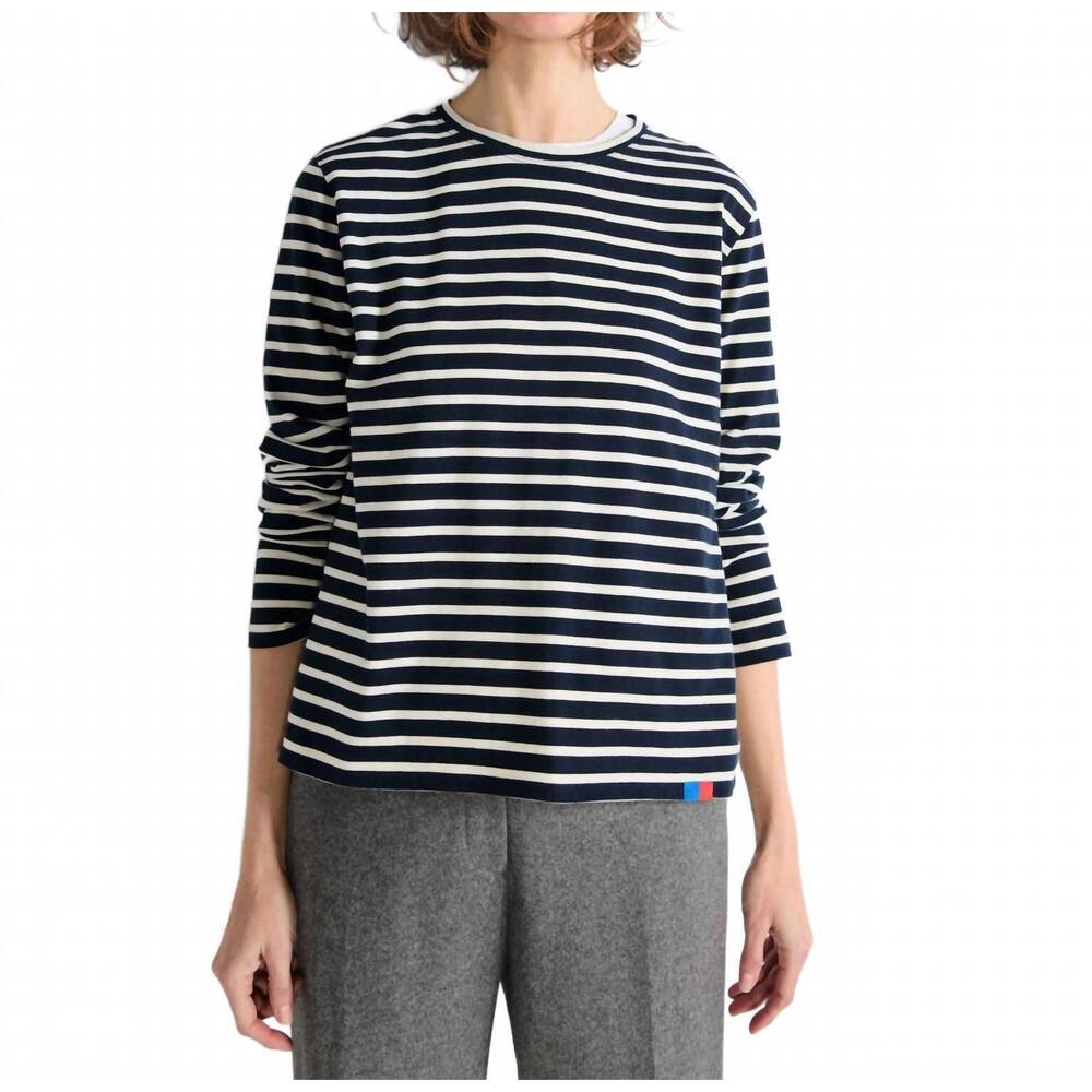 NEW KULE modern long sleeve t-shirt in navy cream